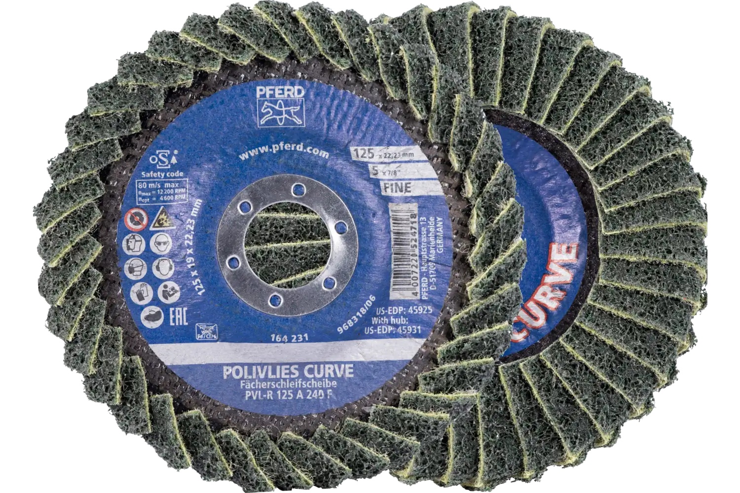 Picture of Pferd Flap Disc, PVL-R, Polivlies® Curve, 5" x 7/8, Fine, Aluminum oxide